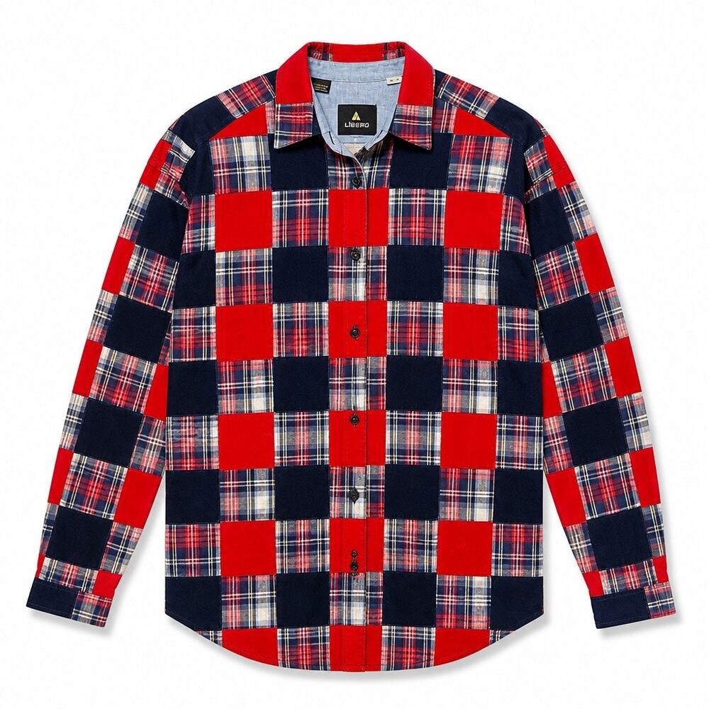 Vintage Liz Claiborne Patchwork Shirt Americana Plaid Button Up Shirt Size S